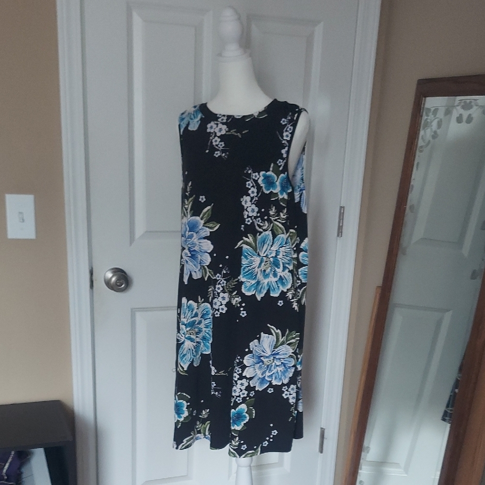 Apt. 9 Black and Blue A-line Sleeveless Midi Dress